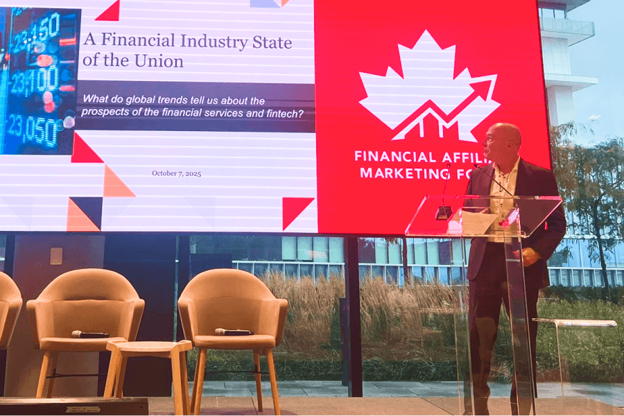 Michael Dobner, Partner and Economist at PwC, delivering the keynote session A Financial Industry State of the Union at the 2025 Financial Affiliate Marketing Forum