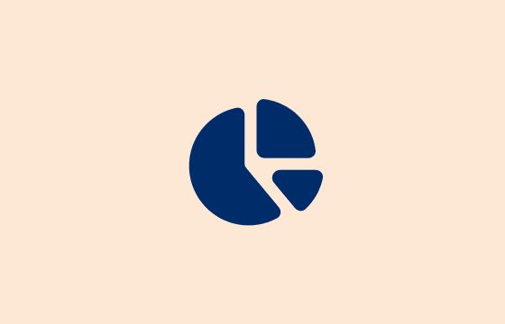 Icon representing financial reporting and analytics — pie chart symbol.