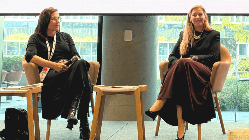 Nicky Senyard, from Fintel Connect, in a fireside chat with Alexis Zamkow, from IBM, at FAMF 2026