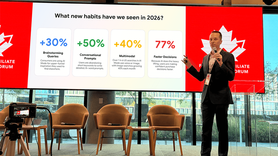 Don Batsford of Google presenting 2026 AI search behaviour data at FAMF 2026